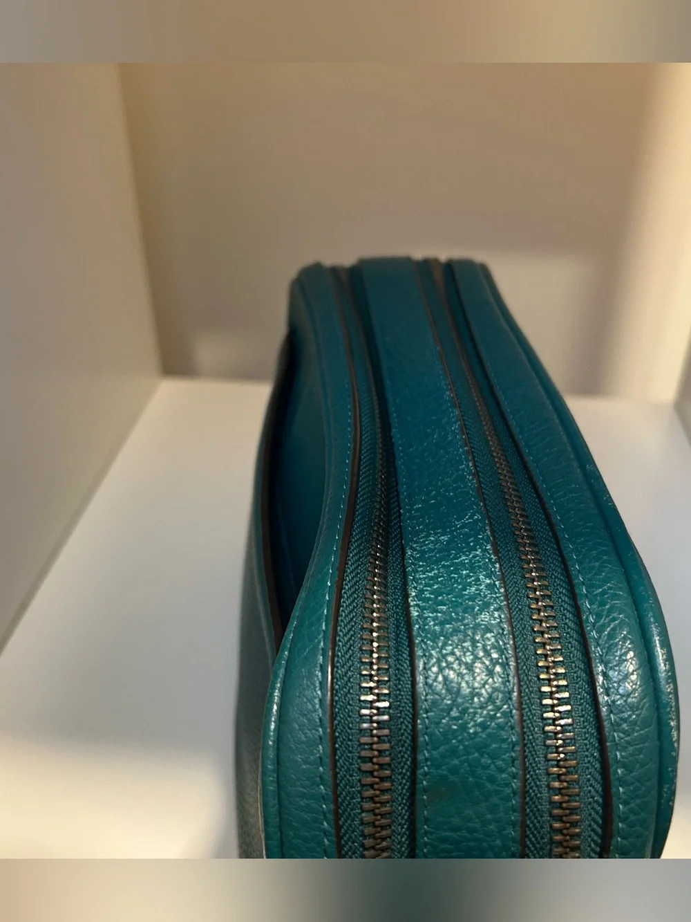 Coach Teal Jes Pebbled Leather Camera Crossbody Bag